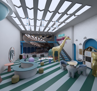 现代文教空间幼儿园内部娱乐区